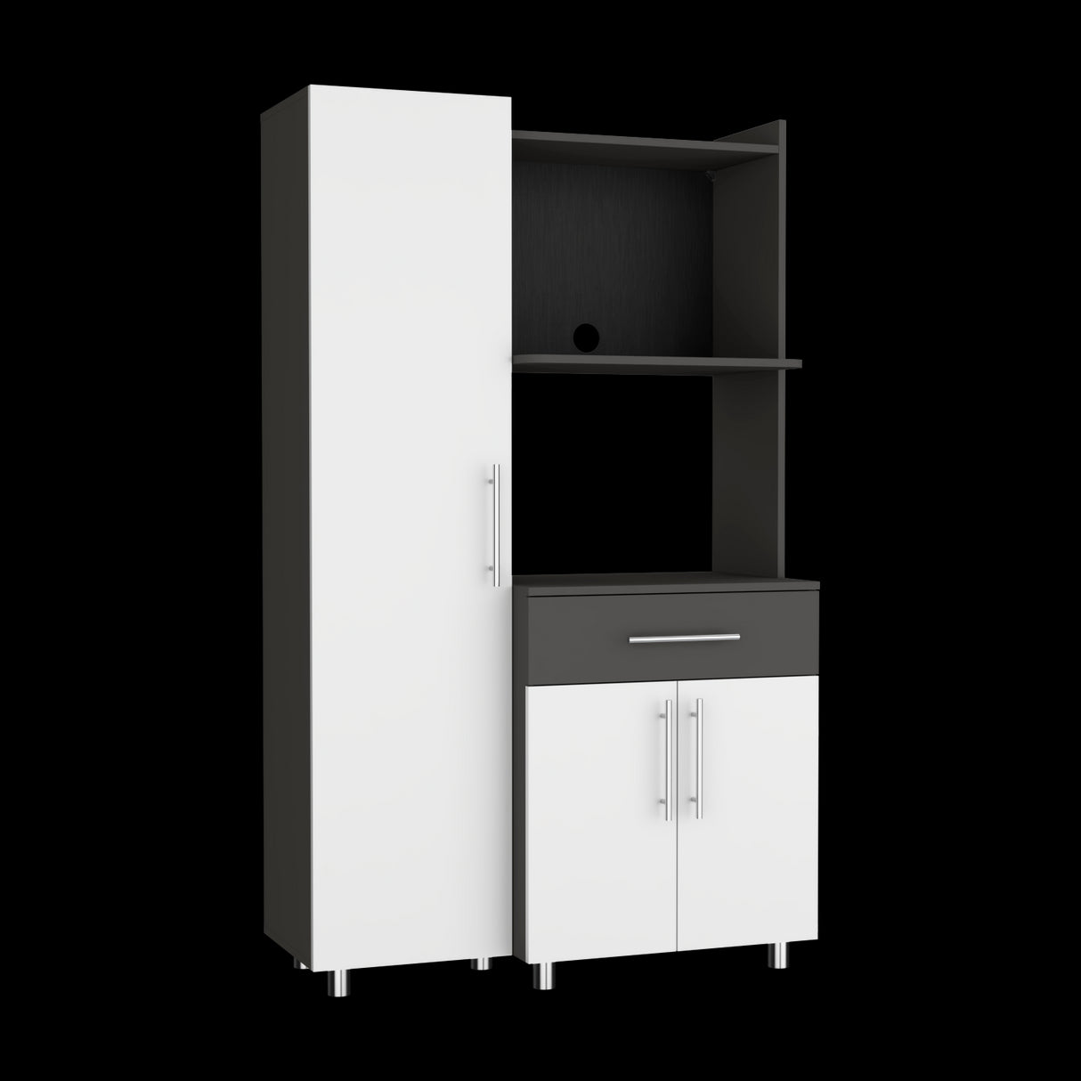 Alacena Pantress Blanco y Plomo 98x165cm Con Tres Puertas - ALACENAS Y MUEBLES MICROONDAS | Bylmo