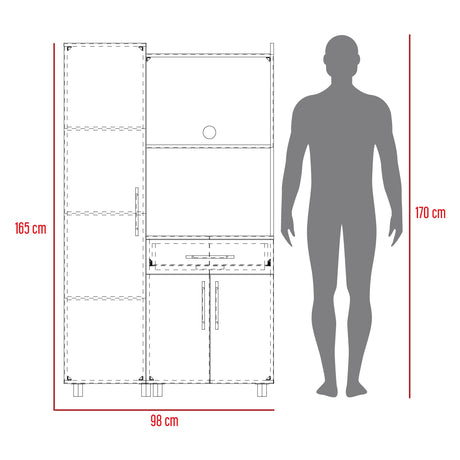 Alacena Pantress Blanco y Plomo 98x165cm Con Tres Puertas - ALACENAS Y MUEBLES MICROONDAS | Bylmo