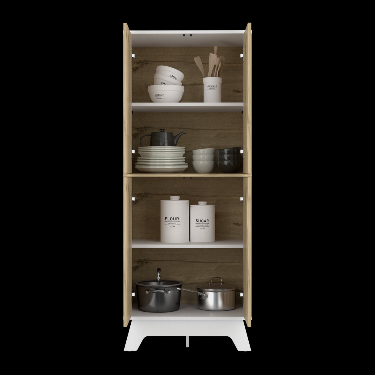 Alacena Bi color Duna y Blanco 60x150.7cm Con Cuatro Puertas - ALACENAS Y MUEBLES MICROONDAS | Bylmo