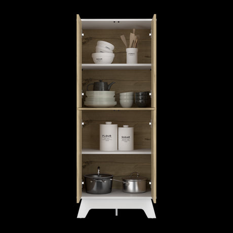 Alacena Bi color Duna y Blanco 60x150.7cm Con Cuatro Puertas - ALACENAS Y MUEBLES MICROONDAS | Bylmo