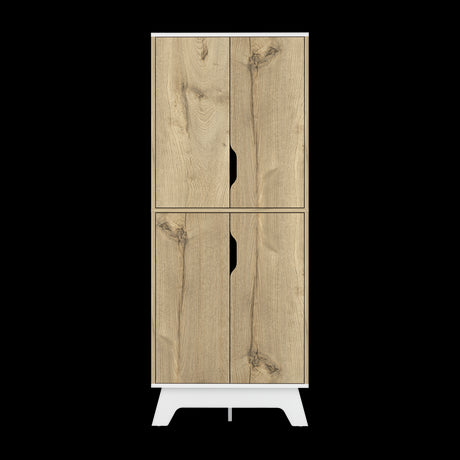 Alacena Bi color Duna y Blanco 60x150.7cm Con Cuatro Puertas - ALACENAS Y MUEBLES MICROONDAS | Bylmo