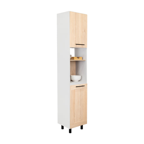 Alacena Hasselt Rovere y Gris 40x208.4cm Con Dos Puertas - ALACENAS Y MUEBLES MICROONDAS | Bylmo