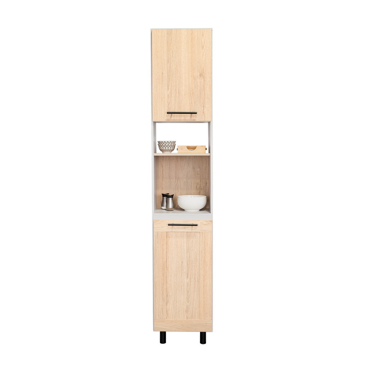 Alacena Hasselt Rovere y Gris 40x208.4cm Con Dos Puertas - ALACENAS Y MUEBLES MICROONDAS | Bylmo