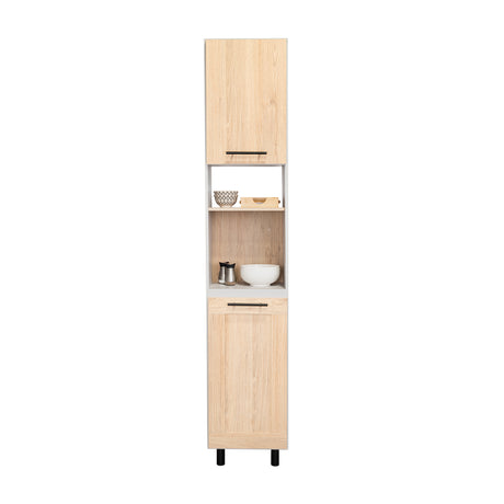 Alacena Hasselt Rovere y Gris 40x208.4cm Con Dos Puertas - ALACENAS Y MUEBLES MICROONDAS | Bylmo