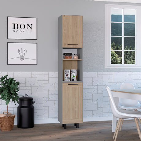 Alacena Hasselt Rovere y Gris 40x208.4cm Con Dos Puertas - ALACENAS Y MUEBLES MICROONDAS | Bylmo