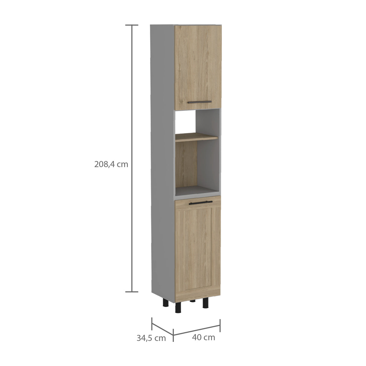 Alacena Hasselt Rovere y Gris 40x208.4cm Con Dos Puertas - ALACENAS Y MUEBLES MICROONDAS | Bylmo