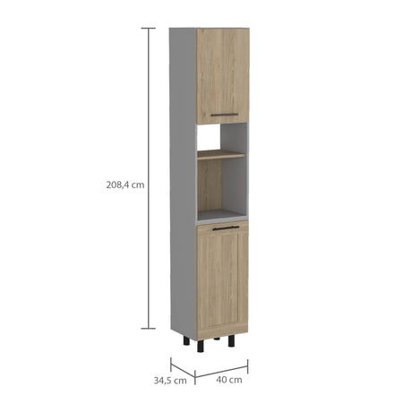 Alacena Hasselt Rovere y Gris 40x208.4cm Con Dos Puertas - ALACENAS Y MUEBLES MICROONDAS | Bylmo