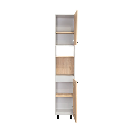 Alacena Hasselt Rovere y Gris 40x208.4cm Con Dos Puertas - ALACENAS Y MUEBLES MICROONDAS | Bylmo