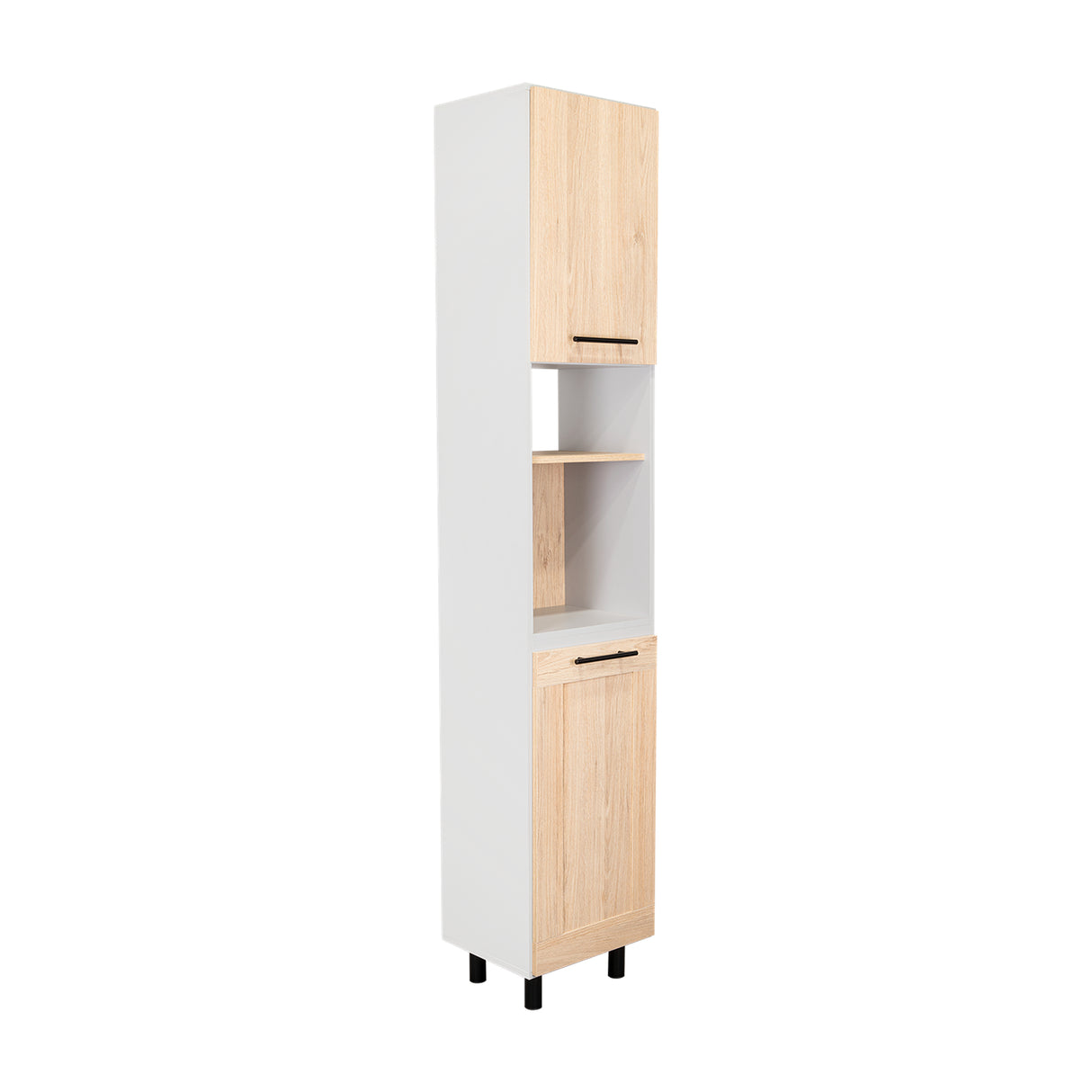 Alacena Hasselt Rovere y Gris 40x208.4cm Con Dos Puertas - ALACENAS Y MUEBLES MICROONDAS | Bylmo