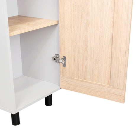 Alacena Hasselt Rovere y Gris 40x208.4cm Con Dos Puertas - ALACENAS Y MUEBLES MICROONDAS | Bylmo