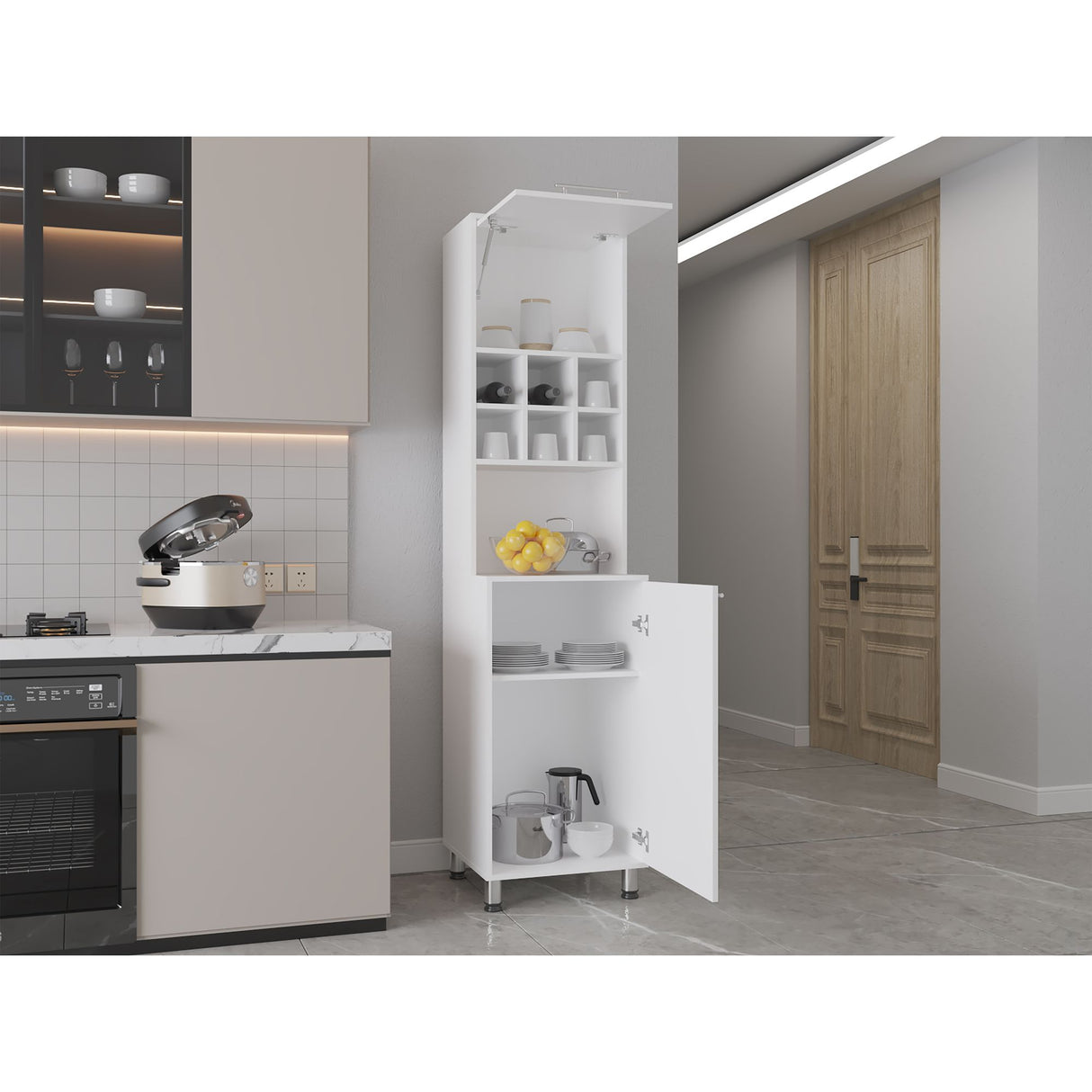 Alacena Attica Blanco 50x204cm Con Dos Puertas - ALACENAS Y MUEBLES MICROONDAS | Bylmo