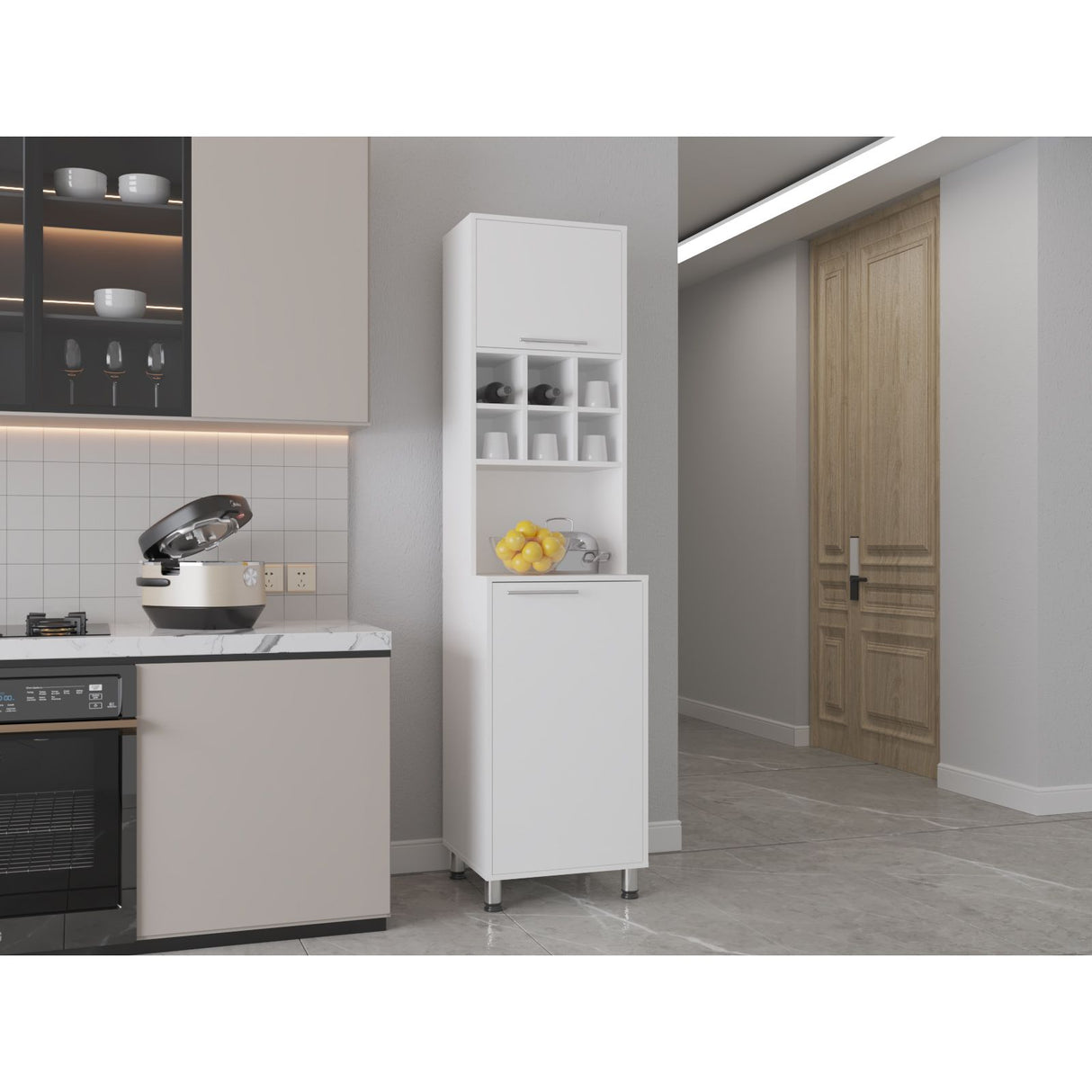 Alacena Attica Blanco 50x204cm Con Dos Puertas - ALACENAS Y MUEBLES MICROONDAS | Bylmo