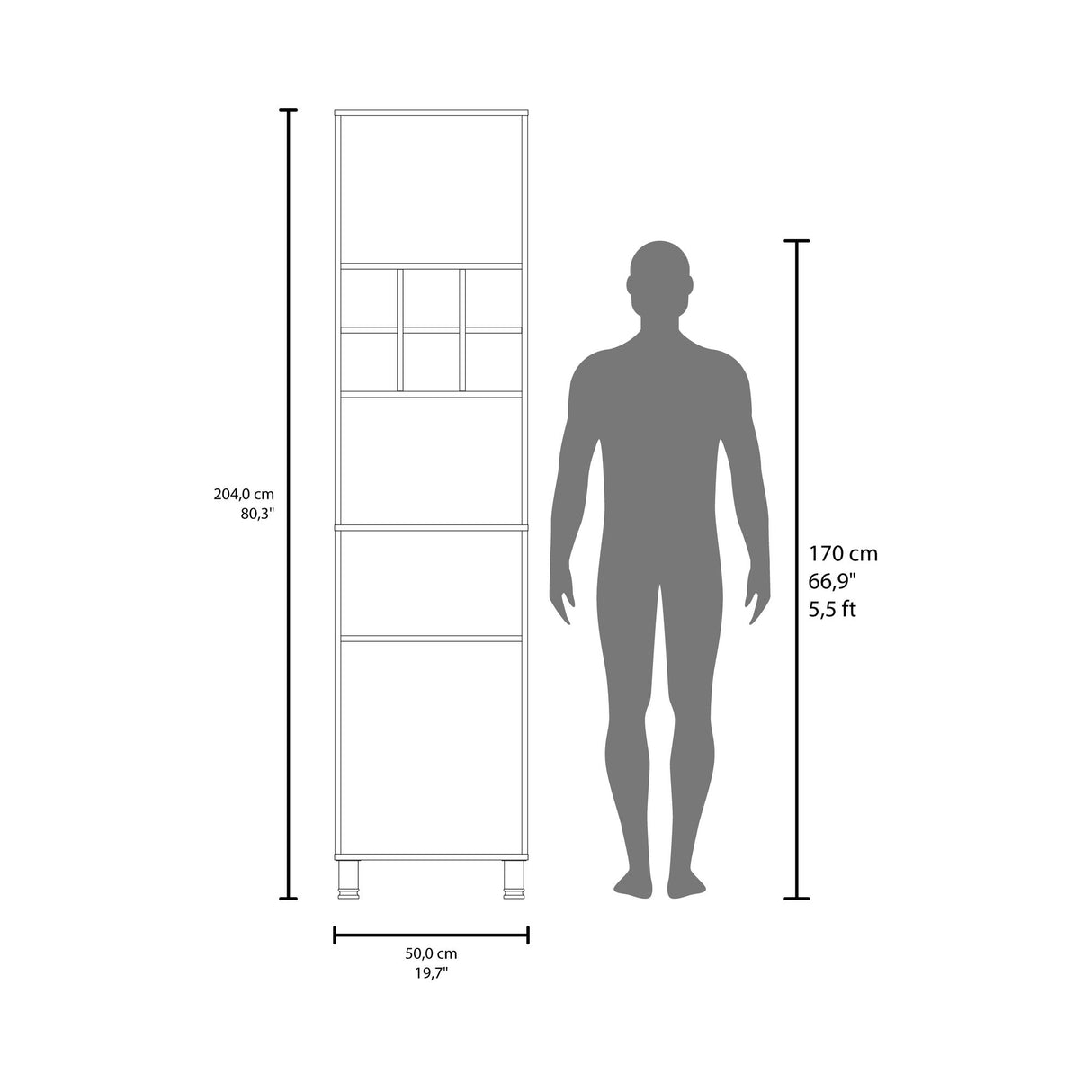 Alacena Attica Blanco 50x204cm Con Dos Puertas - ALACENAS Y MUEBLES MICROONDAS | Bylmo