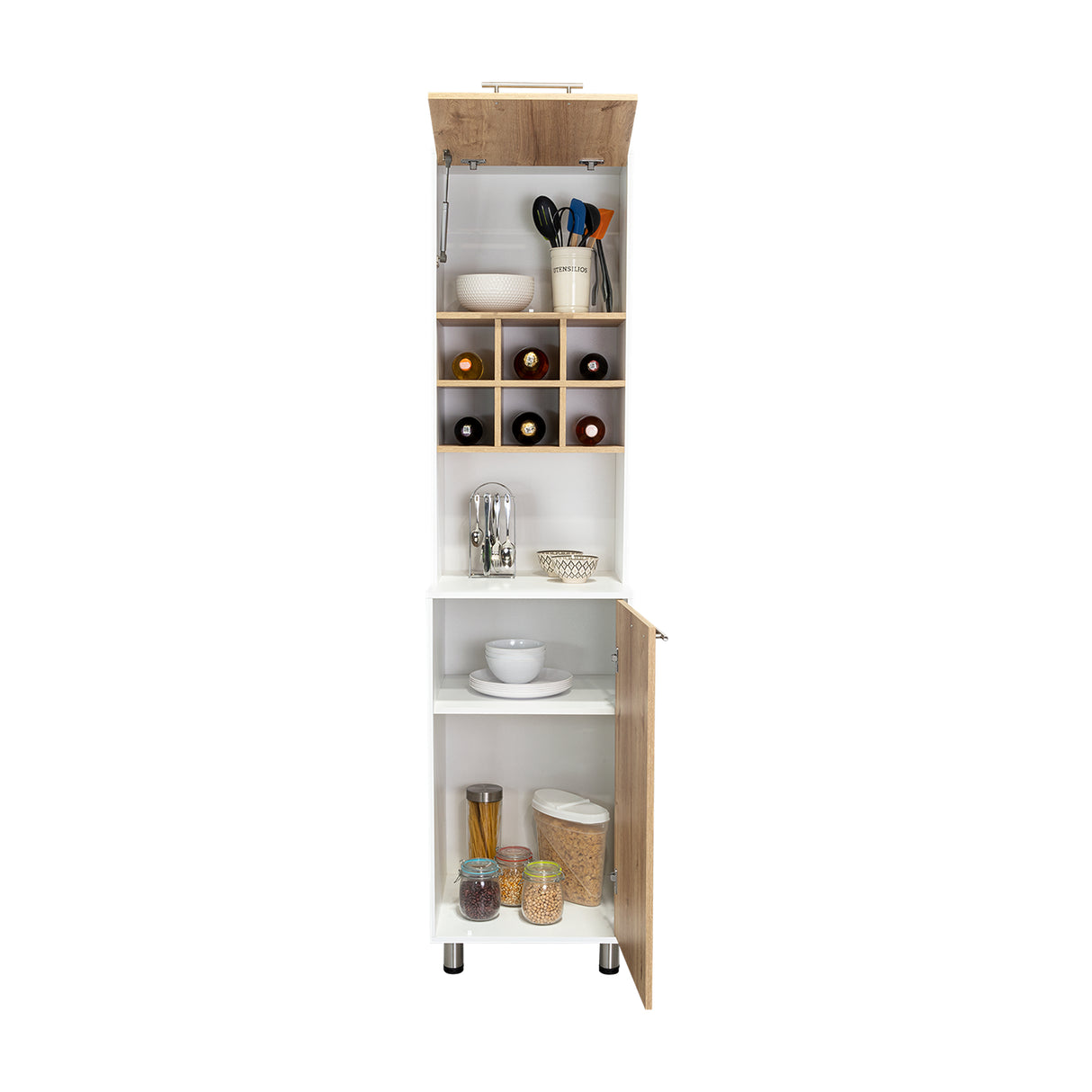 Alacena Attica Duna y Blanco 50x204cm Con Dos Puertas - ALACENAS Y MUEBLES MICROONDAS | Bylmo