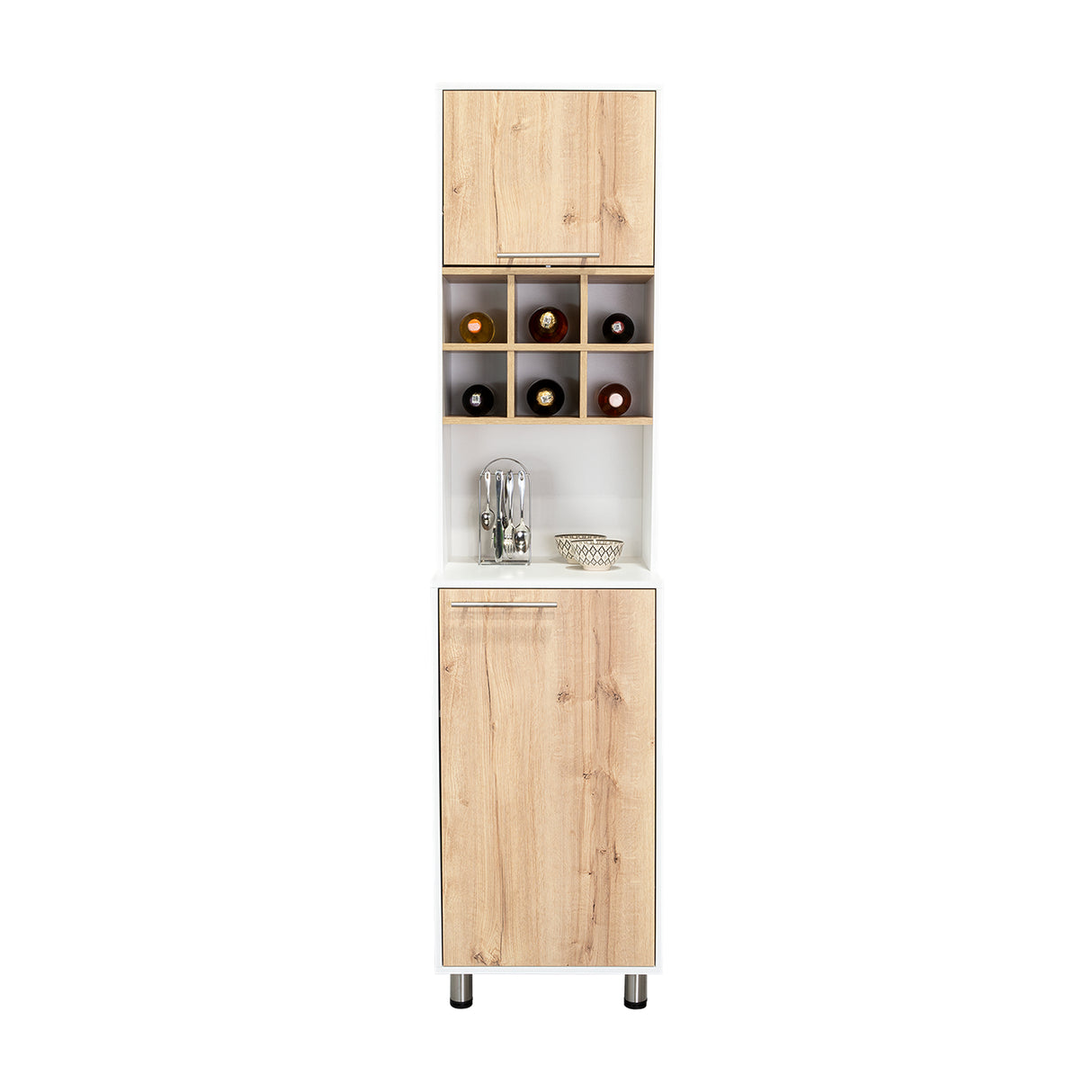 Alacena Attica Duna y Blanco 50x204cm Con Dos Puertas - ALACENAS Y MUEBLES MICROONDAS | Bylmo