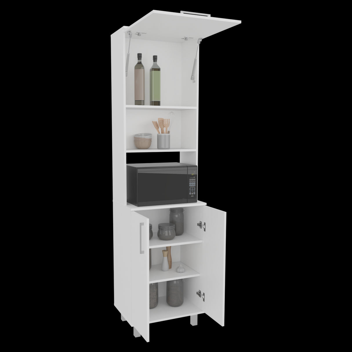 Alacena Bombona Blanco 55.2x204cm Con Dos Puertas - ALACENAS Y MUEBLES MICROONDAS | Bylmo