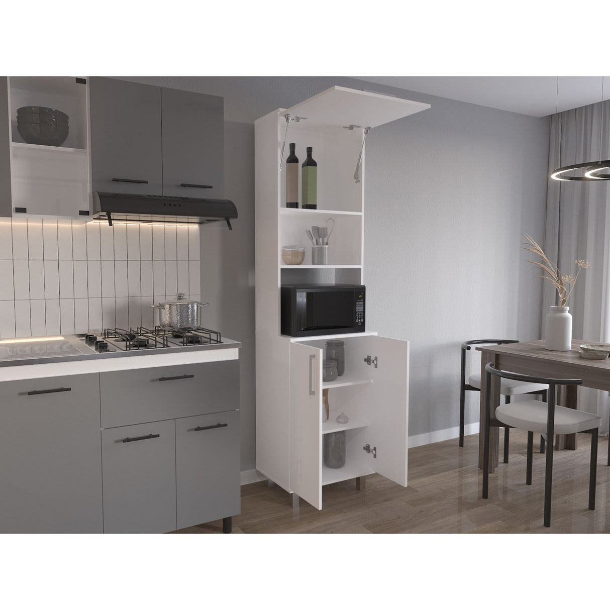 Alacena Bombona Blanco 55.2x204cm Con Dos Puertas - ALACENAS Y MUEBLES MICROONDAS | Bylmo
