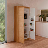 Alacena Varese Fresno Europeo y Blanco 70x160.75cm Con Dos Puertas - ALACENAS Y MUEBLES MICROONDAS | Bylmo
