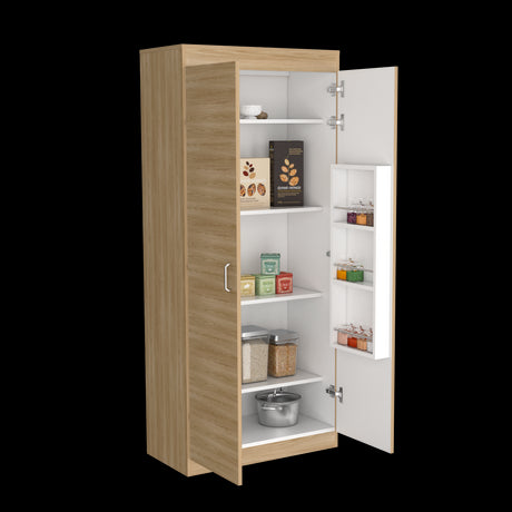 Alacena Varese Fresno Europeo y Blanco 70x160.75cm Con Dos Puertas - ALACENAS Y MUEBLES MICROONDAS | Bylmo