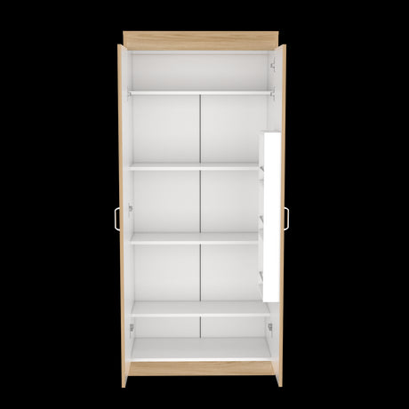 Alacena Varese Fresno Europeo y Blanco 70x160.75cm Con Dos Puertas - ALACENAS Y MUEBLES MICROONDAS | Bylmo