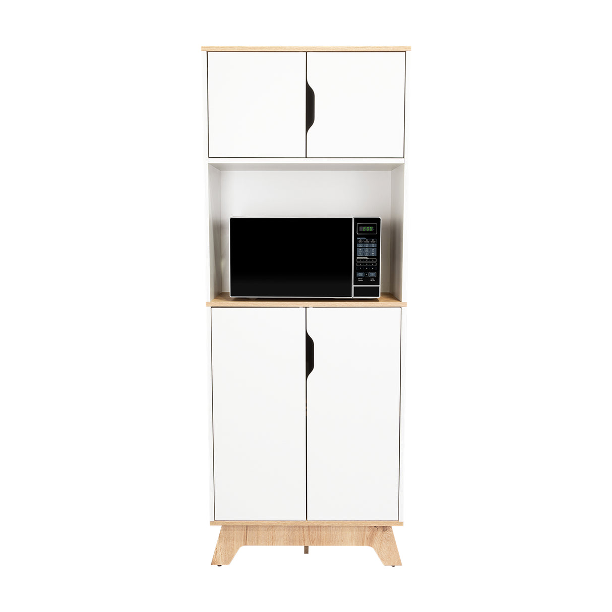 Módulo Microondas Bi Color Blanco y Duna 65x170.6cm Con Cuatro Puertas - ALACENAS Y MUEBLES MICROONDAS | Bylmo