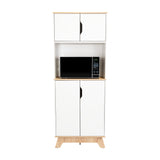 Módulo Microondas Bi Color Blanco y Duna 65x170.6cm Con Cuatro Puertas - ALACENAS Y MUEBLES MICROONDAS | Bylmo