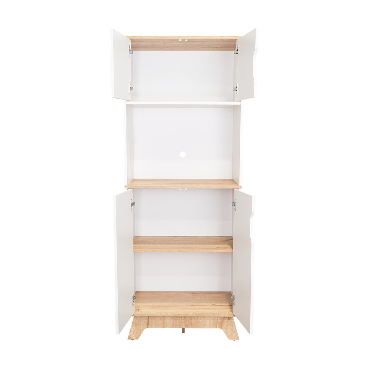 Módulo Microondas Bi Color Blanco y Duna 65x170.6cm Con Cuatro Puertas - ALACENAS Y MUEBLES MICROONDAS | Bylmo