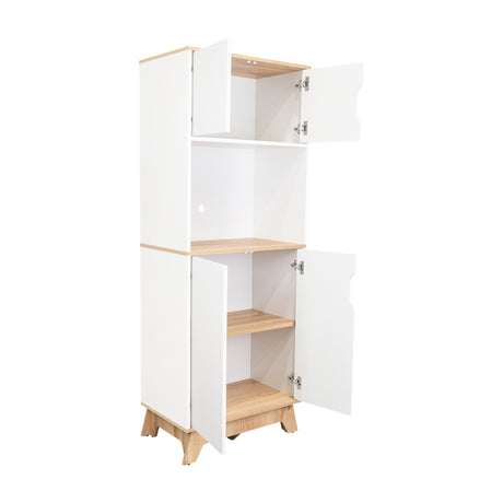 Módulo Microondas Bi Color Blanco y Duna 65x170.6cm Con Cuatro Puertas - ALACENAS Y MUEBLES MICROONDAS | Bylmo