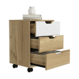 Archivador Vilna Duna y Blanco 40x56cm Con Ruedas y Tres Cajones - ARCHIVADORES | Bylmo