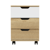 Archivador Vilna Duna y Blanco 40x56cm Con Ruedas y Tres Cajones - ARCHIVADORES | Bylmo