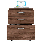 Archivador Home Office Coñac y Wengue 49.1x71.6cm Con Ruedas y Tres Cajones - ARCHIVADORES | Bylmo