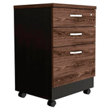 Archivador Home Office Coñac y Wengue 49.1x71.6cm Con Ruedas y Tres Cajones - ARCHIVADORES | Bylmo