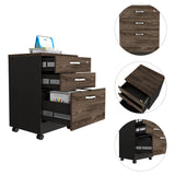 Archivador Home Office Coñac y Wengue 49.1x71.6cm Con Ruedas y Tres Cajones - ARCHIVADORES | Bylmo
