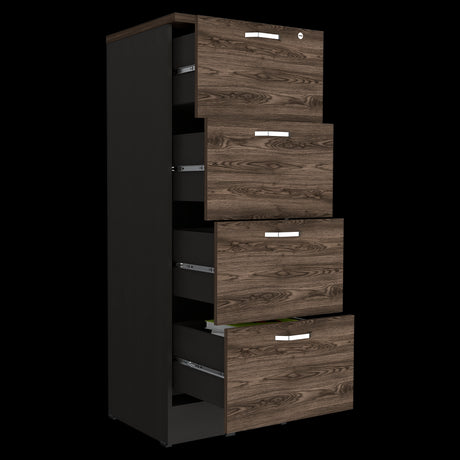 Archivador Home Office Coñac y Wengue 47.5x132.2cm Con Cuatro Cajonres - ARCHIVADORES | Bylmo