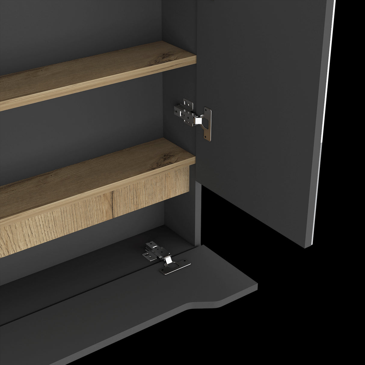 Gabinete de Baño Rectangular Laurent Plomo y Duna 60x62cm Con Espejo y Dos Entrepaños - GABINETES DE BANHO | Bylmo