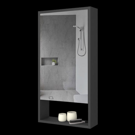 Gabinete de Baño Rectangular Mariana Wengue 45.5x90cm Con Espejo y Dos Entrepaños - GABINETES DE BANHO | Bylmo