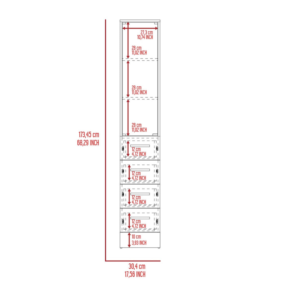 Torre de Baño Vanguard Blanco 30.4x173.45cm Con Patas - MUEBLES DE ASEO Y ROPAS | Bylmo