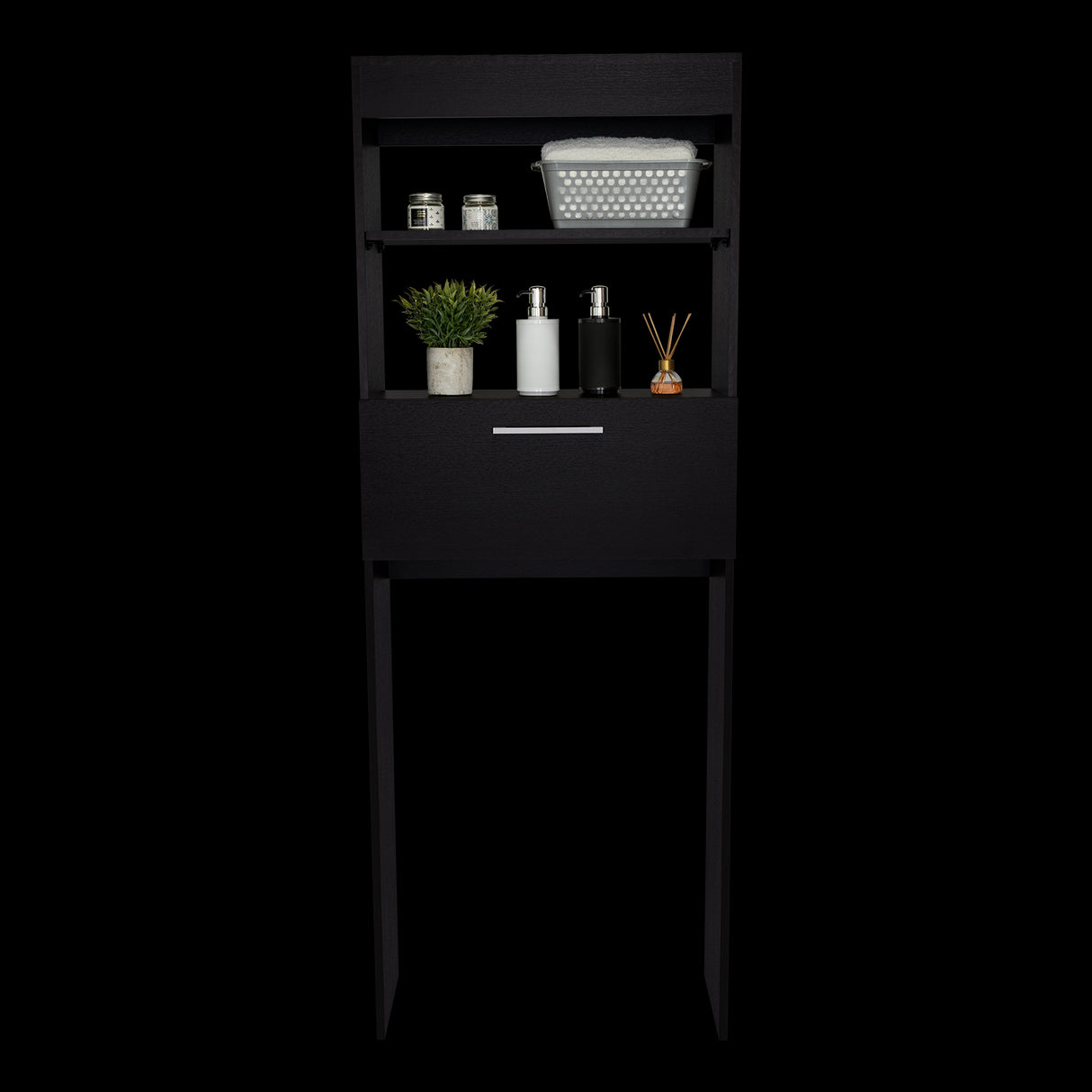 Organizador de Baño Manchester Wengue 63.2x170.6cm Con Patas y Dos Entrepaños - OTROS MUEBLES PARA BANHO | Bylmo