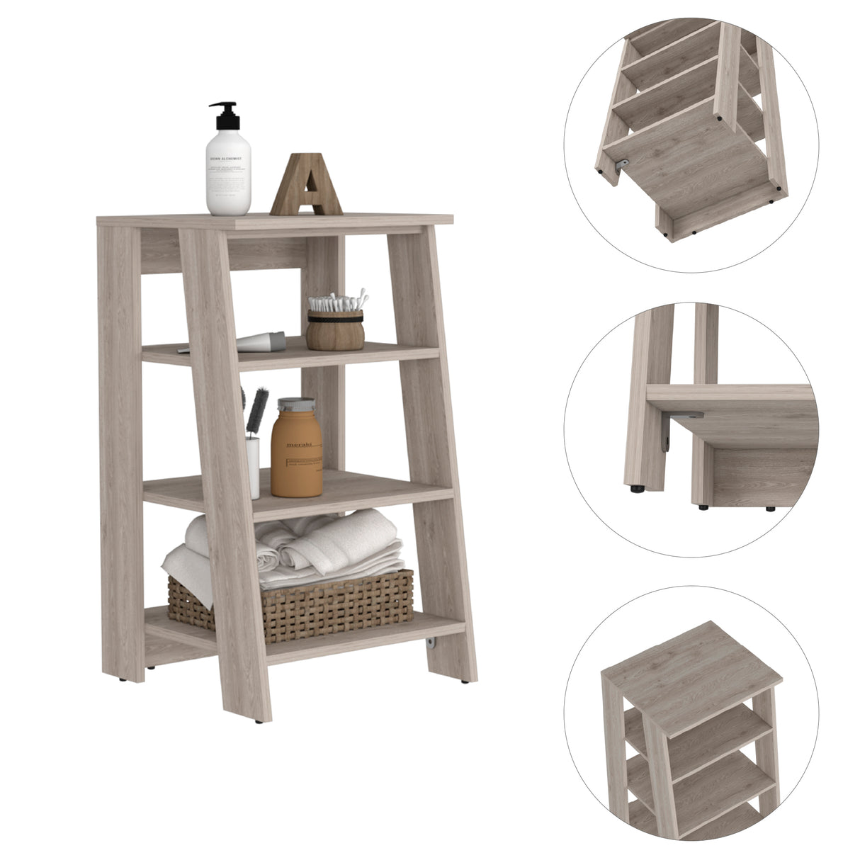 Organizador de Baño St Lucia Ceniza 44x75.6cm Con Patas y Tres Entrepaños - OTROS MUEBLES PARA BANHO | Bylmo