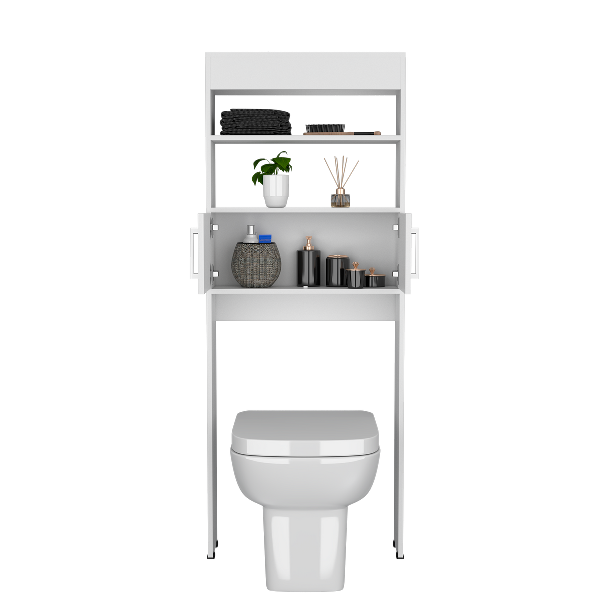 Organizador de Baño Madrid Blanco 62.4x160cm Con Patas y Dos Entrepaños - OTROS MUEBLES PARA BANHO | Bylmo