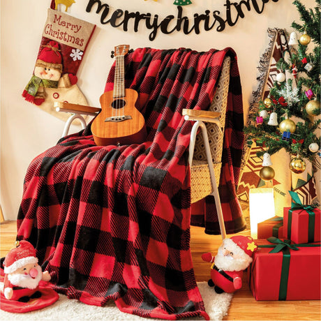 Cobija Christmas Cuadros Rojo 180x200cm Muy Suave y Ligera - COBIJAS Y MANTAS | Bylmo