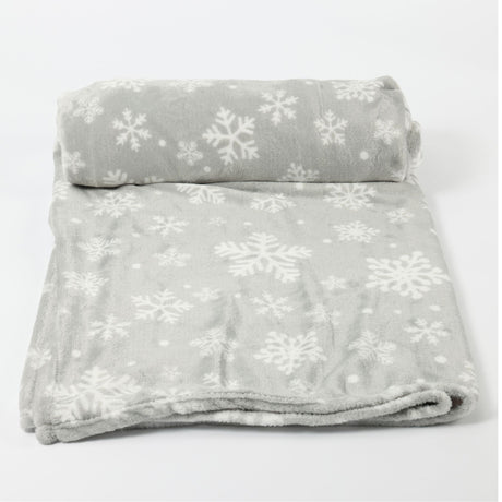 Cobija Christmas Copos De Nieve Gris 180x200cm Muy Suave y Ligera - COBIJAS Y MANTAS | Bylmo