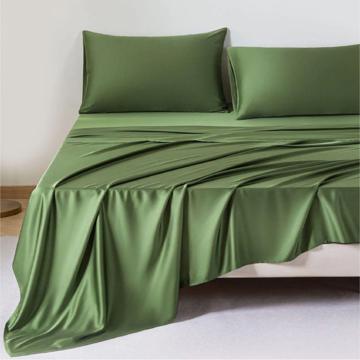 Sabana Bamboo Verde Oliva 180x200cm Fondo Entero de 400 Hilos - SABANAS | Bylmo