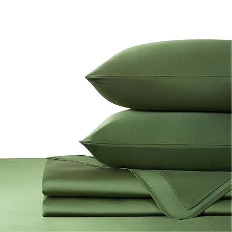 Sabana Bamboo Verde Oliva 220x220cm Fondo Entero de 400 Hilos - SABANAS | Bylmo