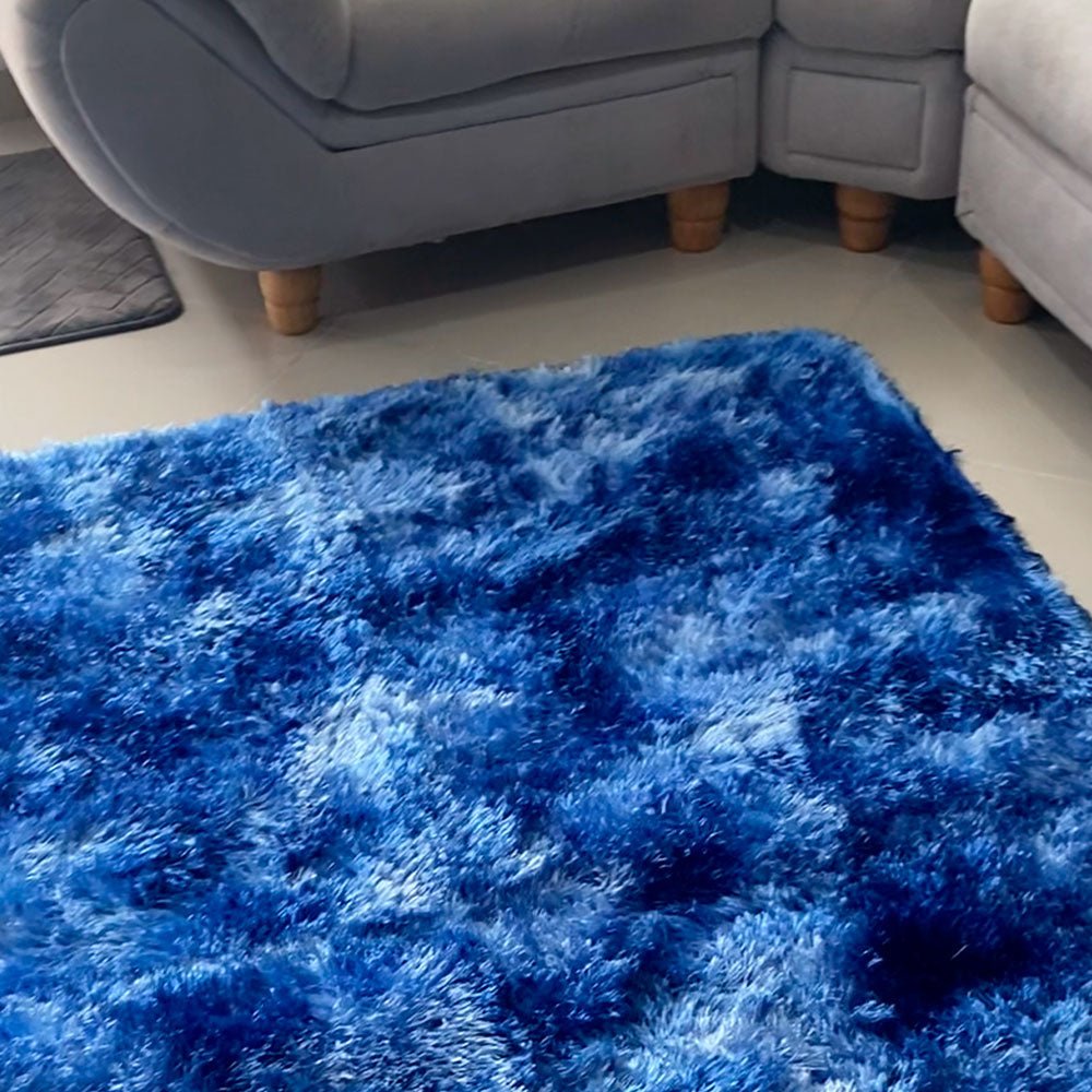 Tapete de Sala Terciopelo Azul Oscuro y Blanco 100x150cm Fondo Entero - TAPETES Y ALFOMBRAS | Bylmo