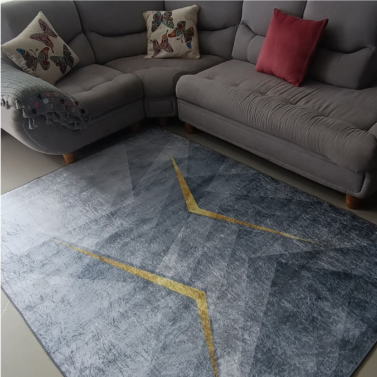 Tapete de Sala Persa Gris y Dorado 200x150cm de Figuras - TAPETES Y ALFOMBRAS | Bylmo