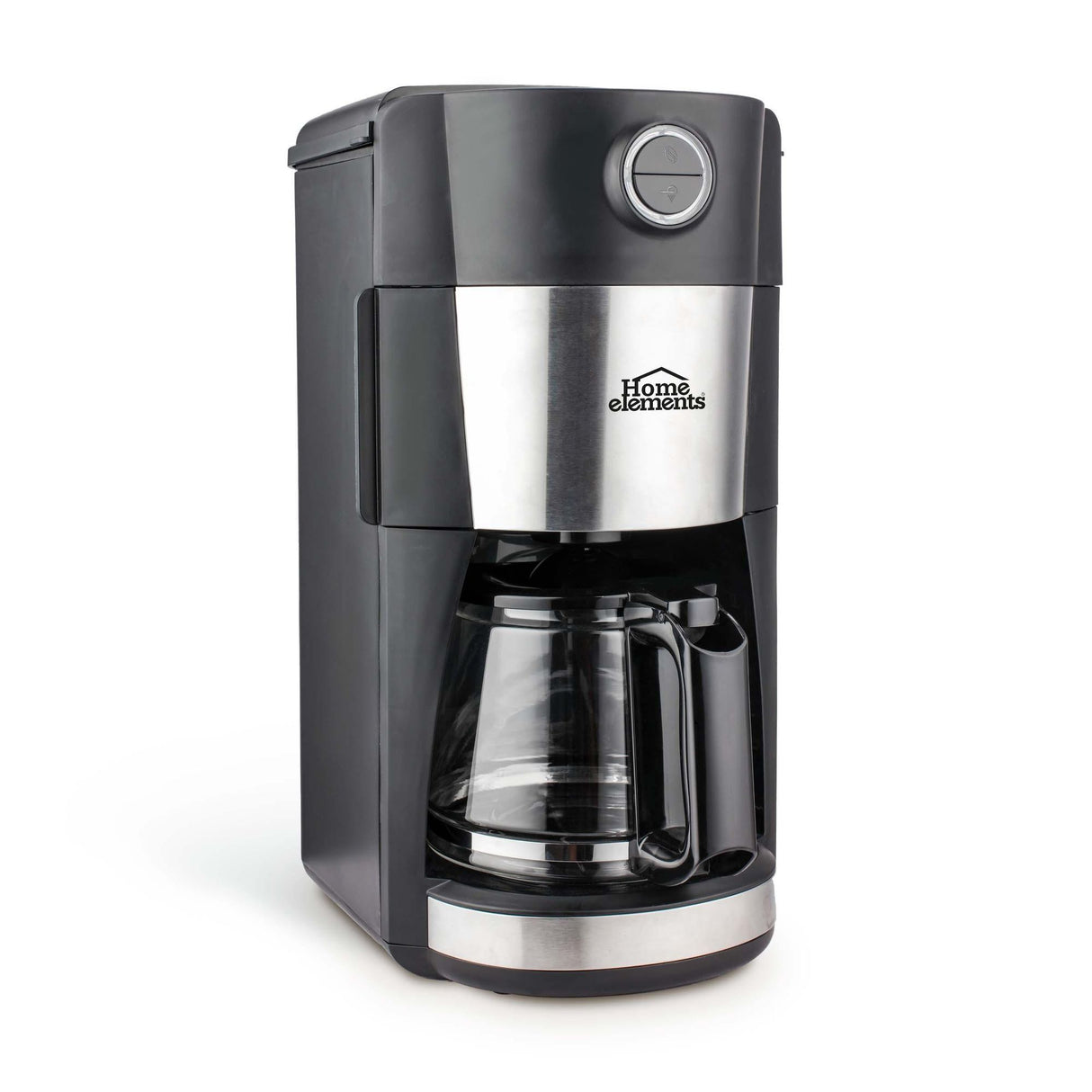 Cafetera Eléctrica Negro y Plateado 20.5x39.5cm Con Sistema Antigoteo y Moledor de Café Para 12 Tazas