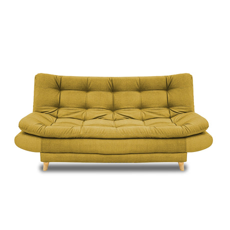 Sofacama Damasco Mostaza 185x40cm De Cuatro Puestos Reclinable Con 2 Cojines Decorativos - SOFAS Y POLTRONAS | Bylmo