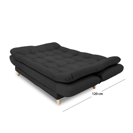 Sofacama Damasco Negro 185x40cm De Cuatro Puestos Reclinable Con 2 Cojines Decorativos - SOFAS Y POLTRONAS | Bylmo