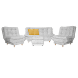 Sala Damasco Gris Claro 180x40cm De Cuatro Puestos Con Sofacama Sillas Auxiliares y Puff - SOFAS Y POLTRONAS | Bylmo